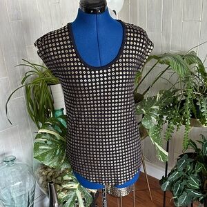 Armani Exchange Black Tee with Gold Dot Print